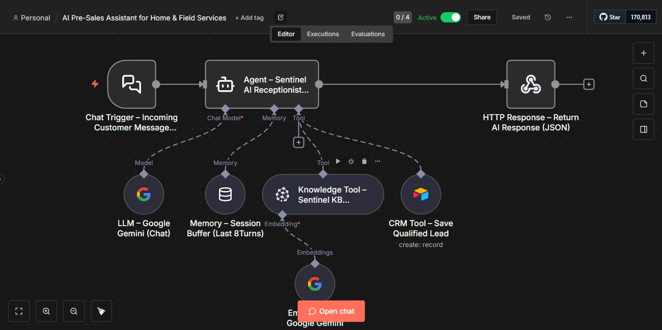 AI receptionist workflow automation for small businesses - n8n and Bland AI